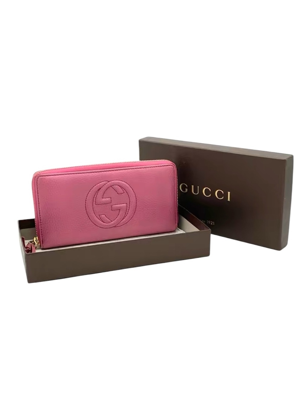 Gucci Pink Zip-Around Leather Continental Wallet